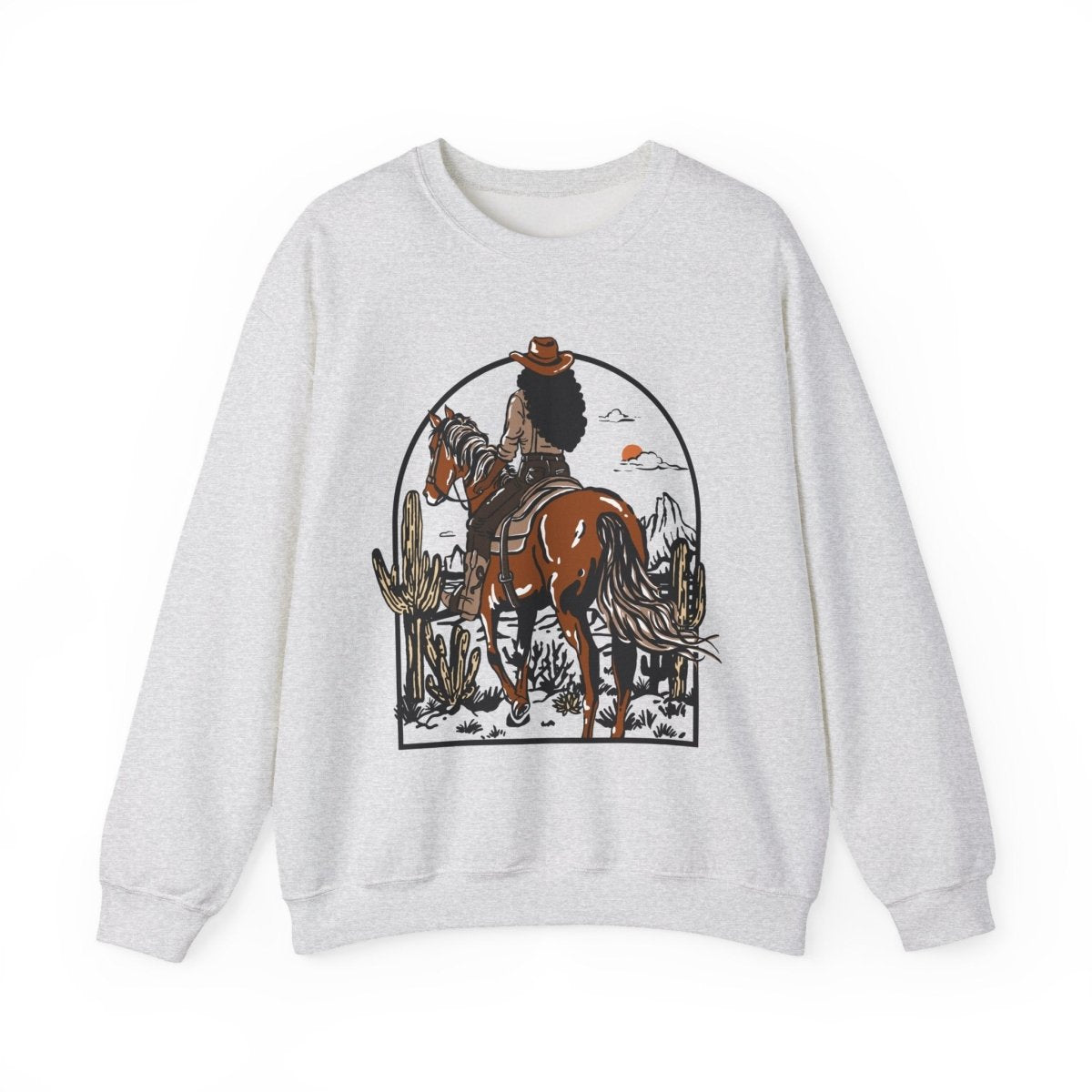 Western Cowgirl Sweatshirt - Afrocentric Art by The Trini Gee