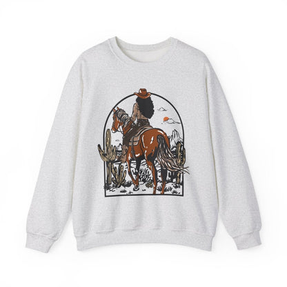Western Cowgirl Sweatshirt - Afrocentric Art by The Trini Gee