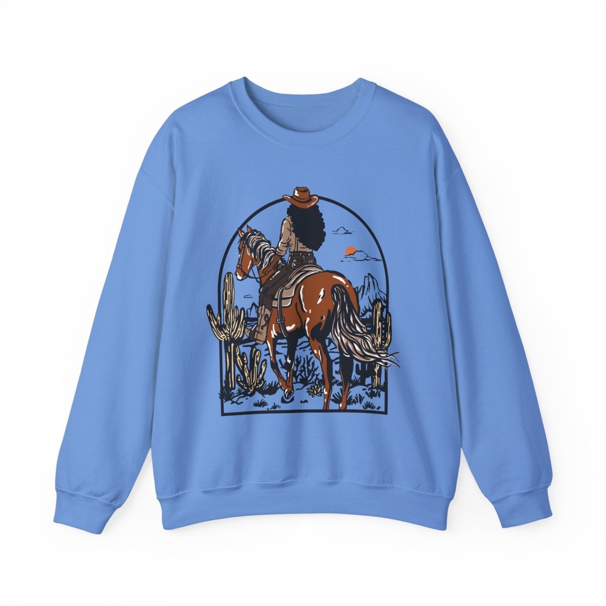 Western Cowgirl Sweatshirt - Afrocentric Art by The Trini Gee