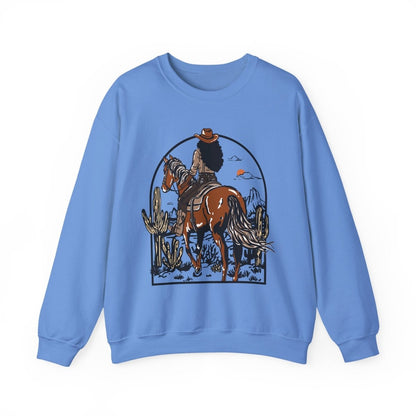 Western Cowgirl Sweatshirt - Afrocentric Art by The Trini Gee