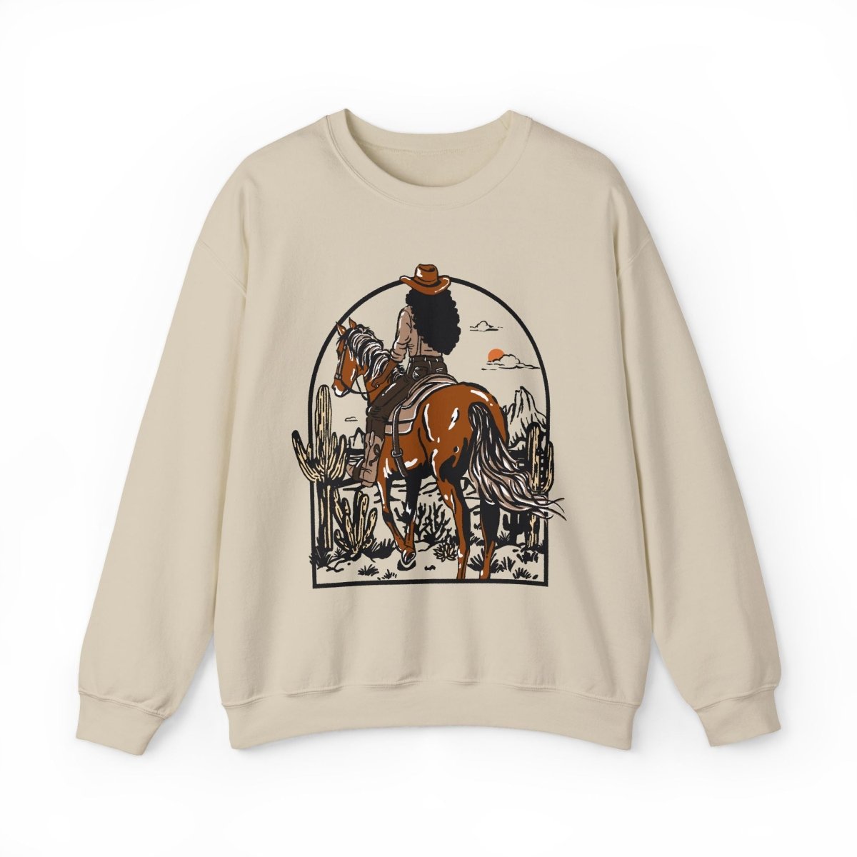 Western Cowgirl Sweatshirt - Afrocentric Art by The Trini Gee