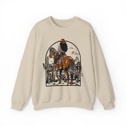 Western Cowgirl Sweatshirt - Afrocentric Art by The Trini Gee