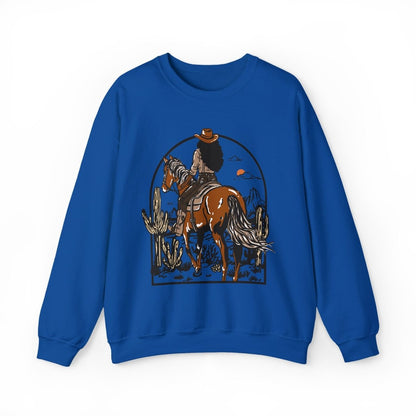 Western Cowgirl Sweatshirt - Afrocentric Art by The Trini Gee