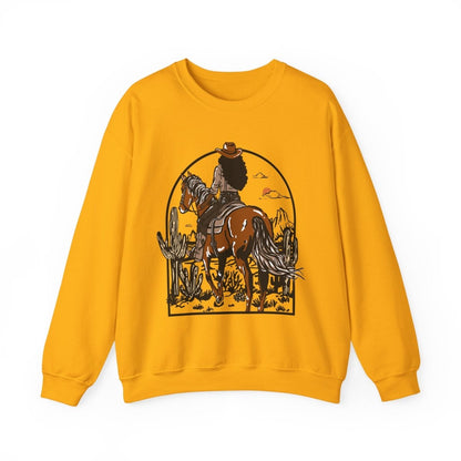 Western Cowgirl Sweatshirt - Afrocentric Art by The Trini Gee
