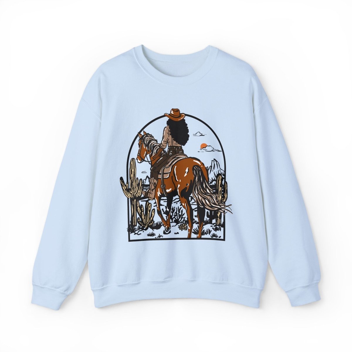 Western Cowgirl Sweatshirt - Afrocentric Art by The Trini Gee