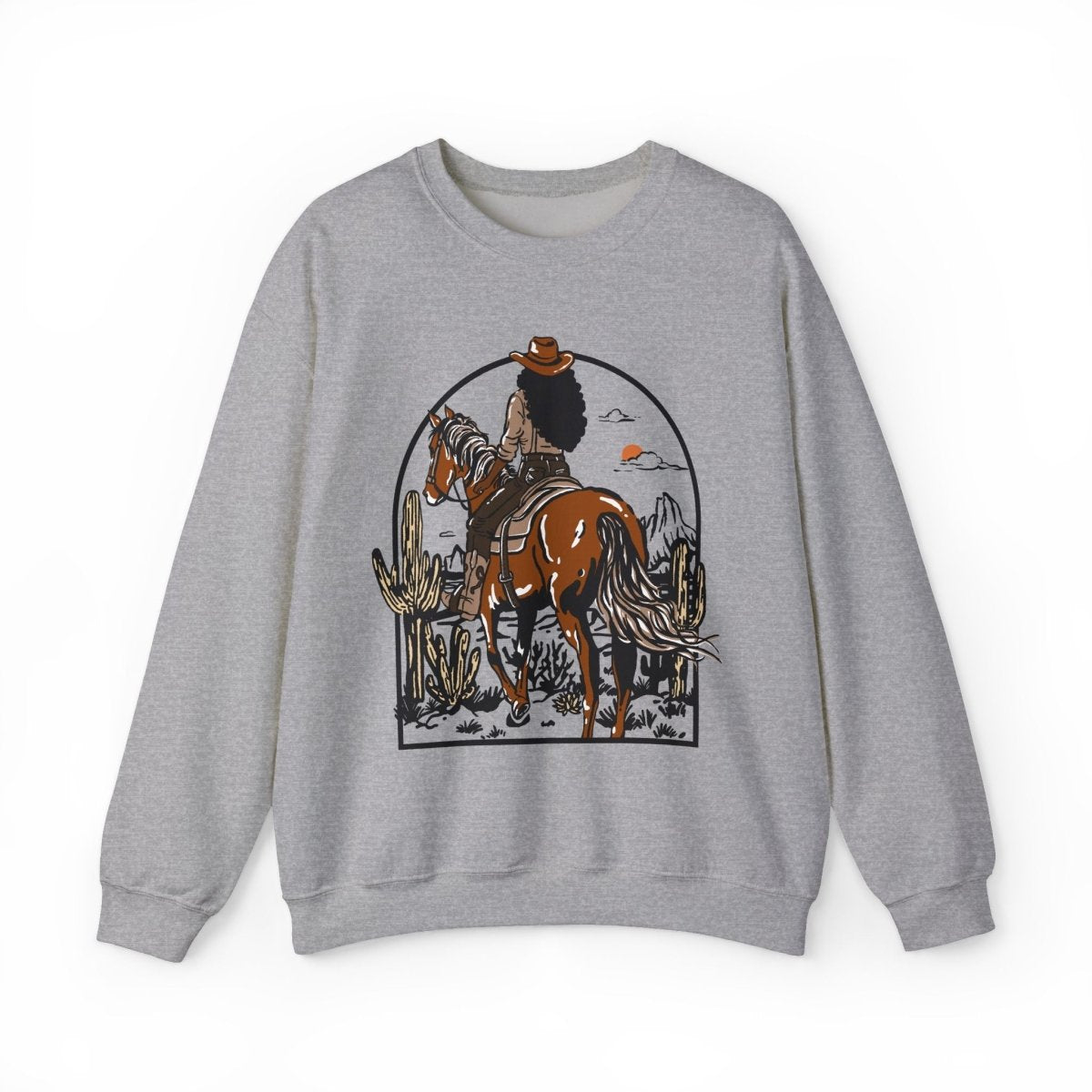 Western Cowgirl Sweatshirt - Afrocentric Art by The Trini Gee