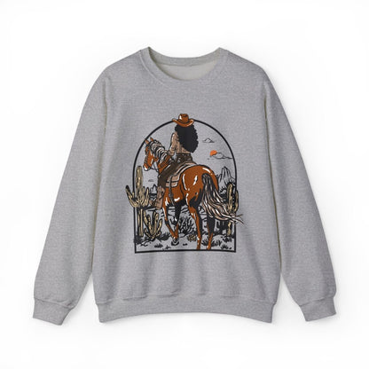 Western Cowgirl Sweatshirt - Afrocentric Art by The Trini Gee