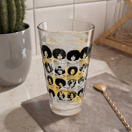 Wig Ad 16oz Glass - Afrocentric Art by The Trini Gee