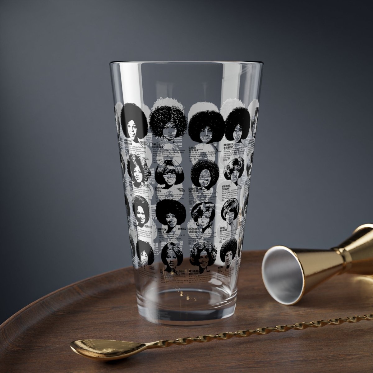 Wig Ad 16oz Glass - Afrocentric Art by The Trini Gee