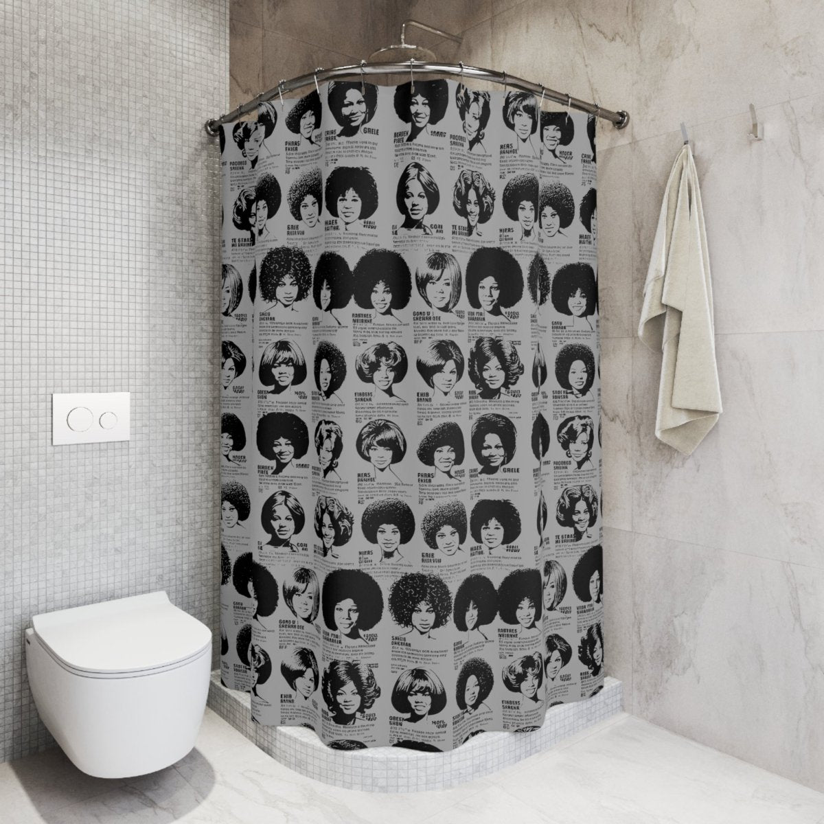 Wig Ad Shower Curtain - Afrocentric Art by The Trini Gee