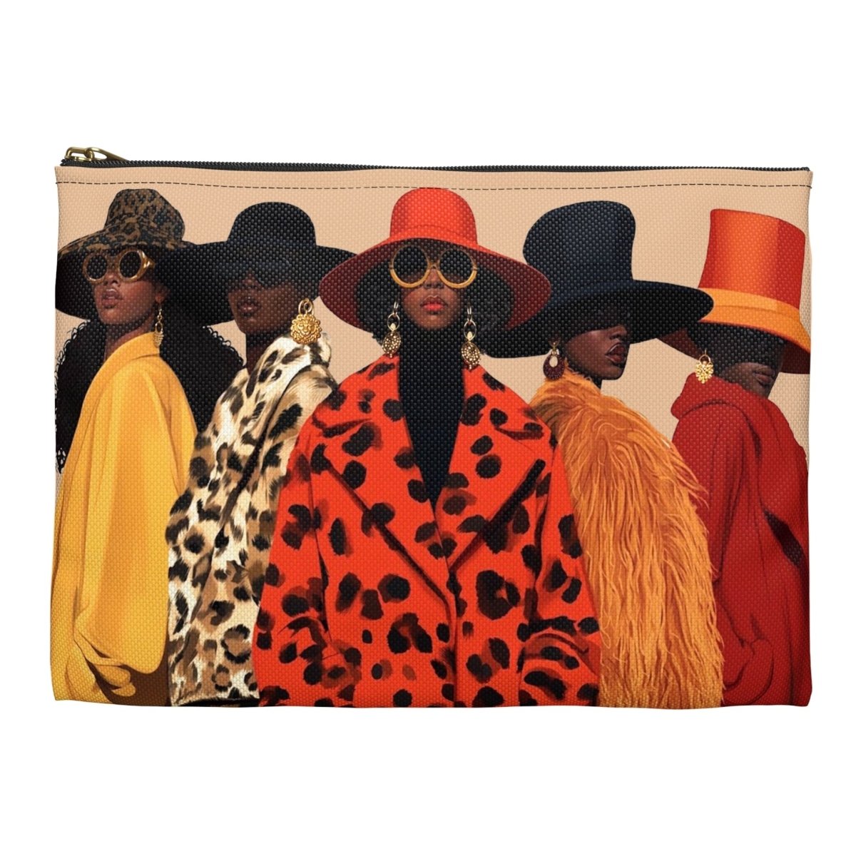Winter Coats Accessory Pouch - Afrocentric Art by The Trini Gee