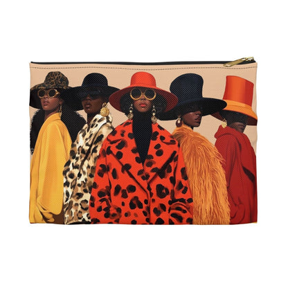 Winter Coats Accessory Pouch - Afrocentric Art by The Trini Gee