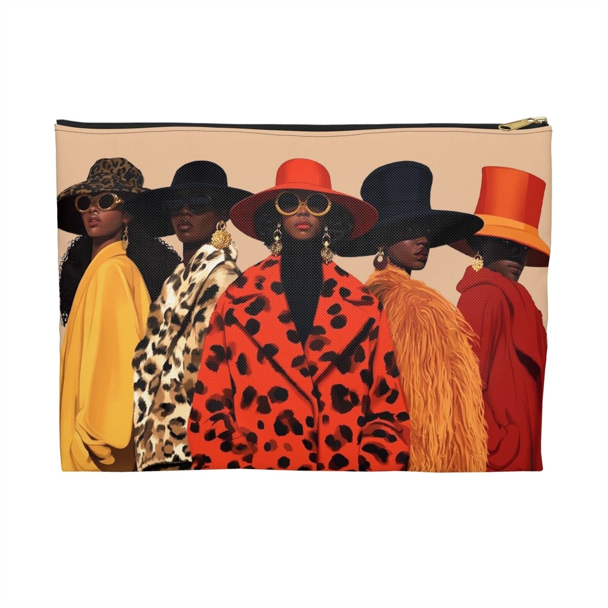 Winter Coats Accessory Pouch - Afrocentric Art by The Trini Gee