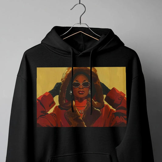 Winter Luxe Style Hoodie - Afrocentric Art by The Trini Gee