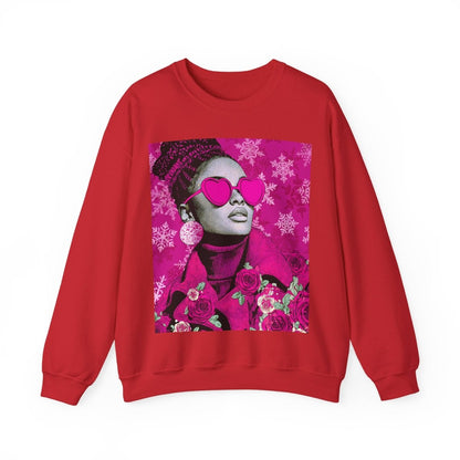 Winter Rose Sweatshirt - Afrocentric Art by The Trini Gee