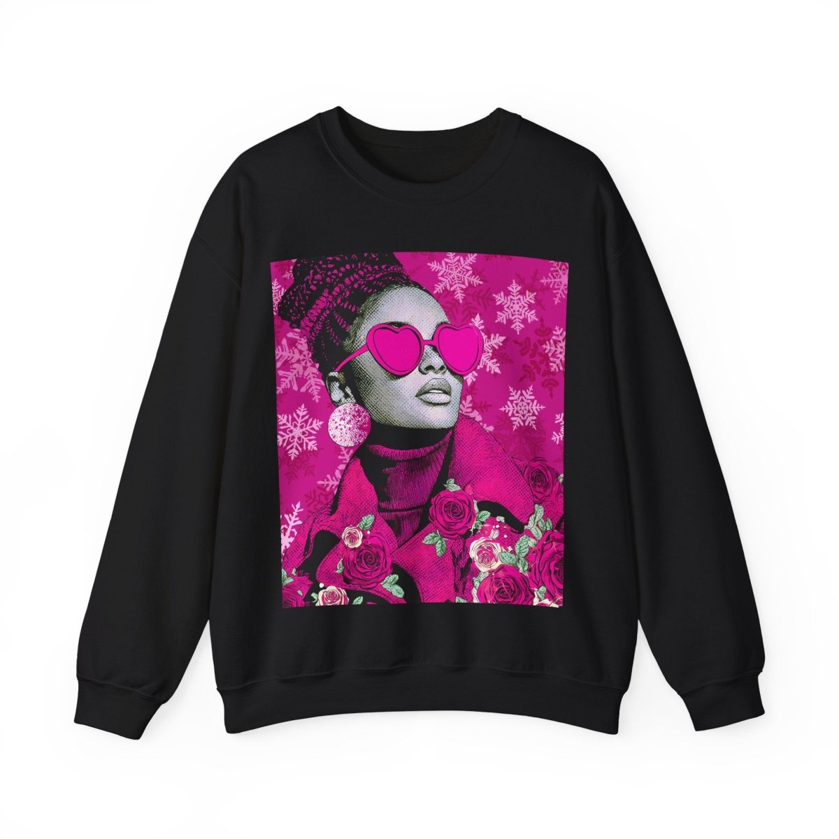 Winter Rose Sweatshirt - Afrocentric Art by The Trini Gee