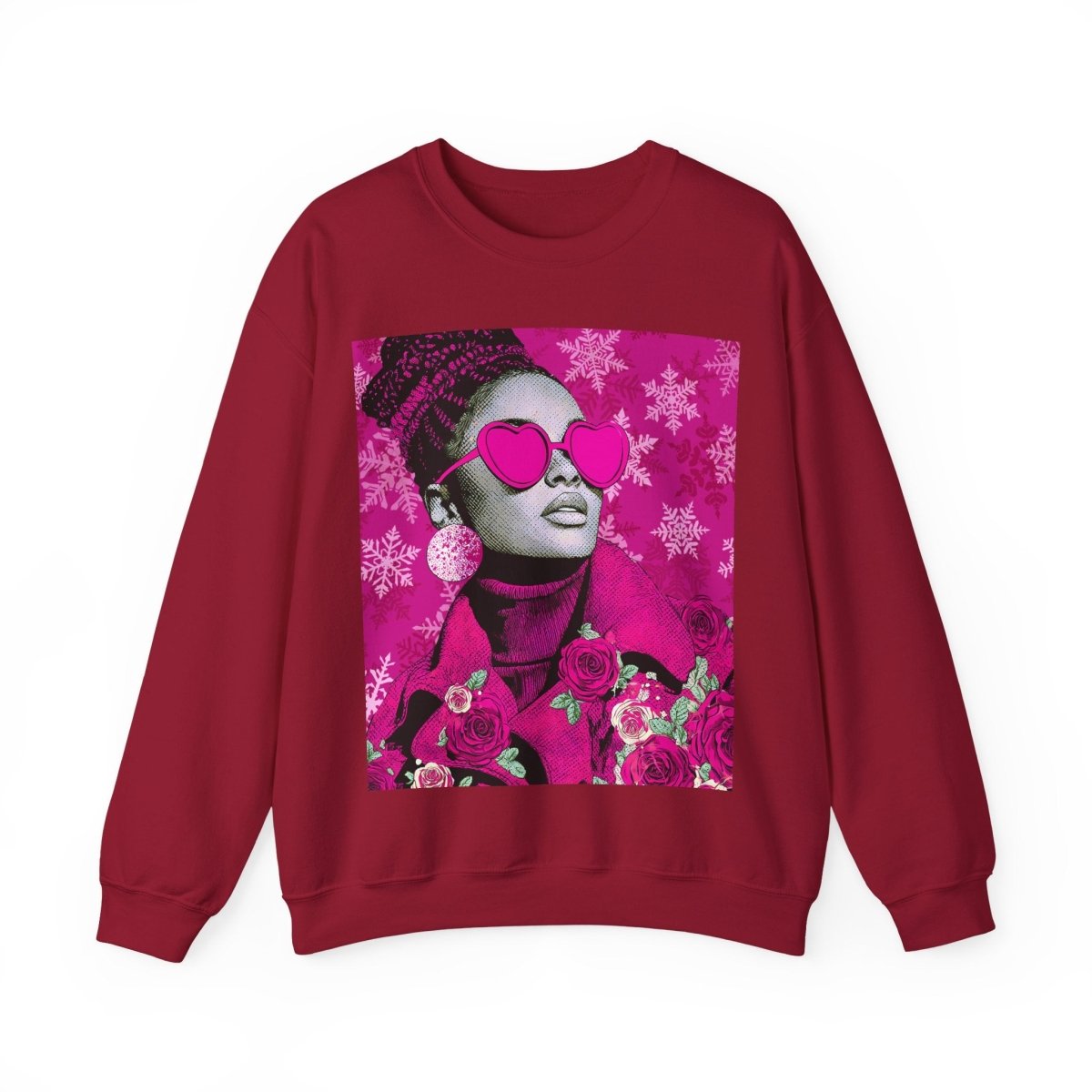 Winter Rose Sweatshirt - Afrocentric Art by The Trini Gee