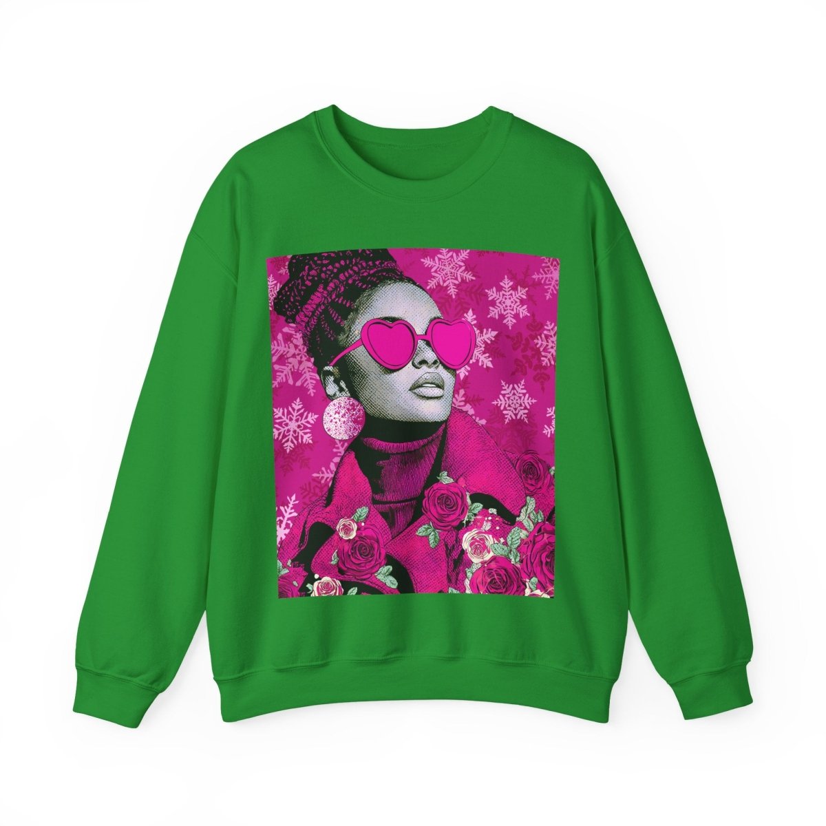 Winter Rose Sweatshirt - Afrocentric Art by The Trini Gee