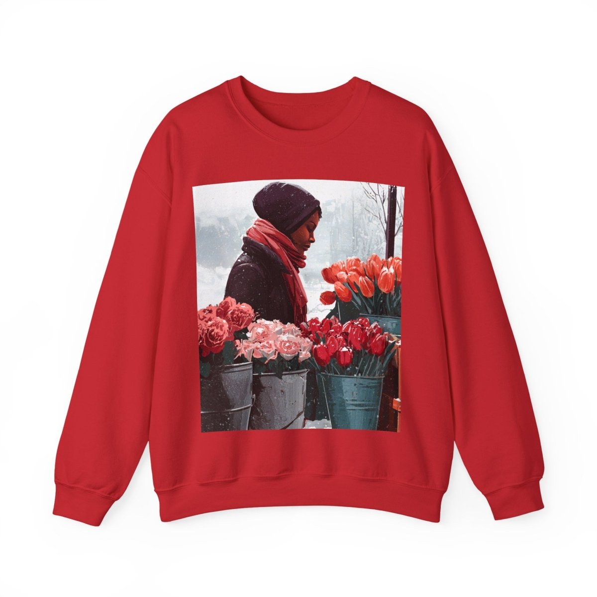 Winter Tulips Sweatshirt - Afrocentric Art by The Trini Gee