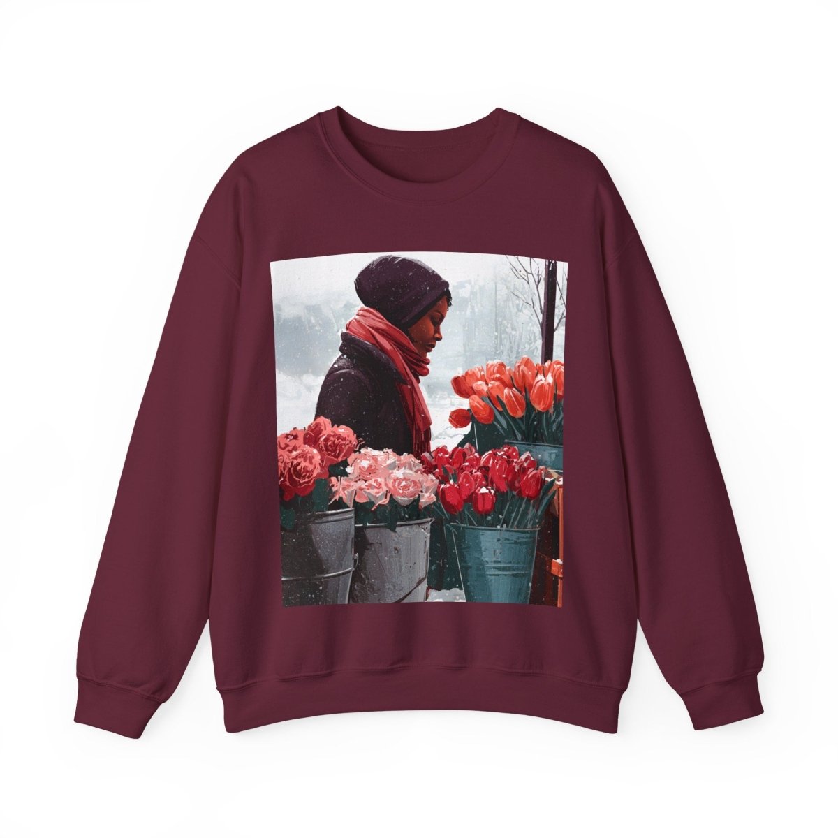 Winter Tulips Sweatshirt - Afrocentric Art by The Trini Gee