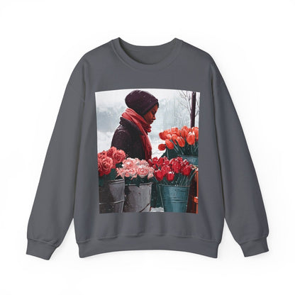 Winter Tulips Sweatshirt - Afrocentric Art by The Trini Gee