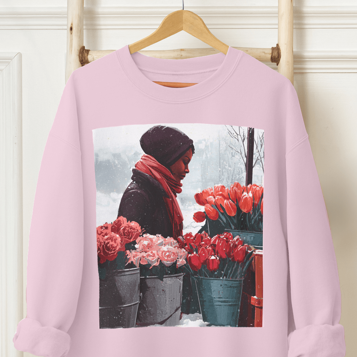 Winter Tulips Sweatshirt - Afrocentric Art by The Trini Gee