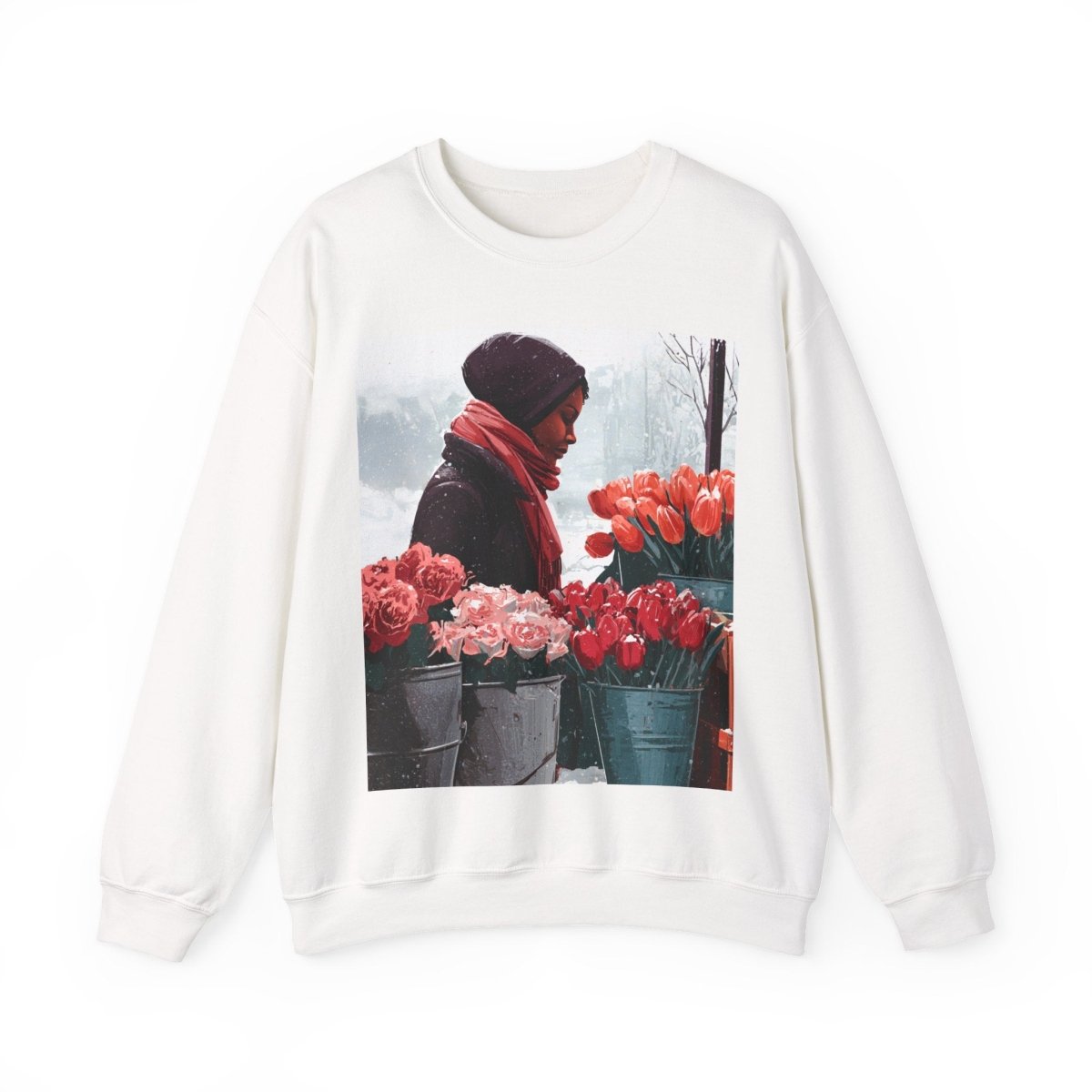 Winter Tulips Sweatshirt - Afrocentric Art by The Trini Gee