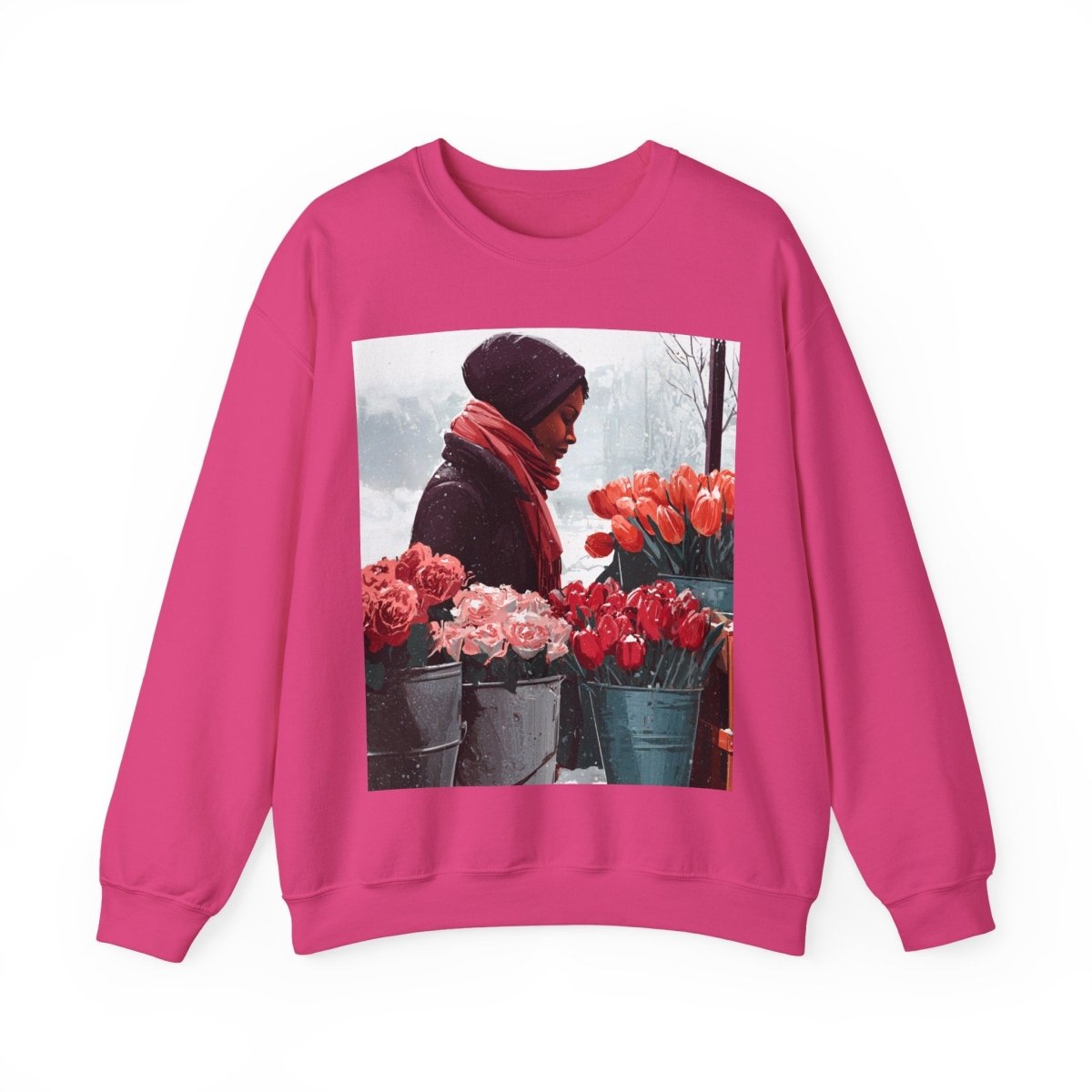 Winter Tulips Sweatshirt - Afrocentric Art by The Trini Gee