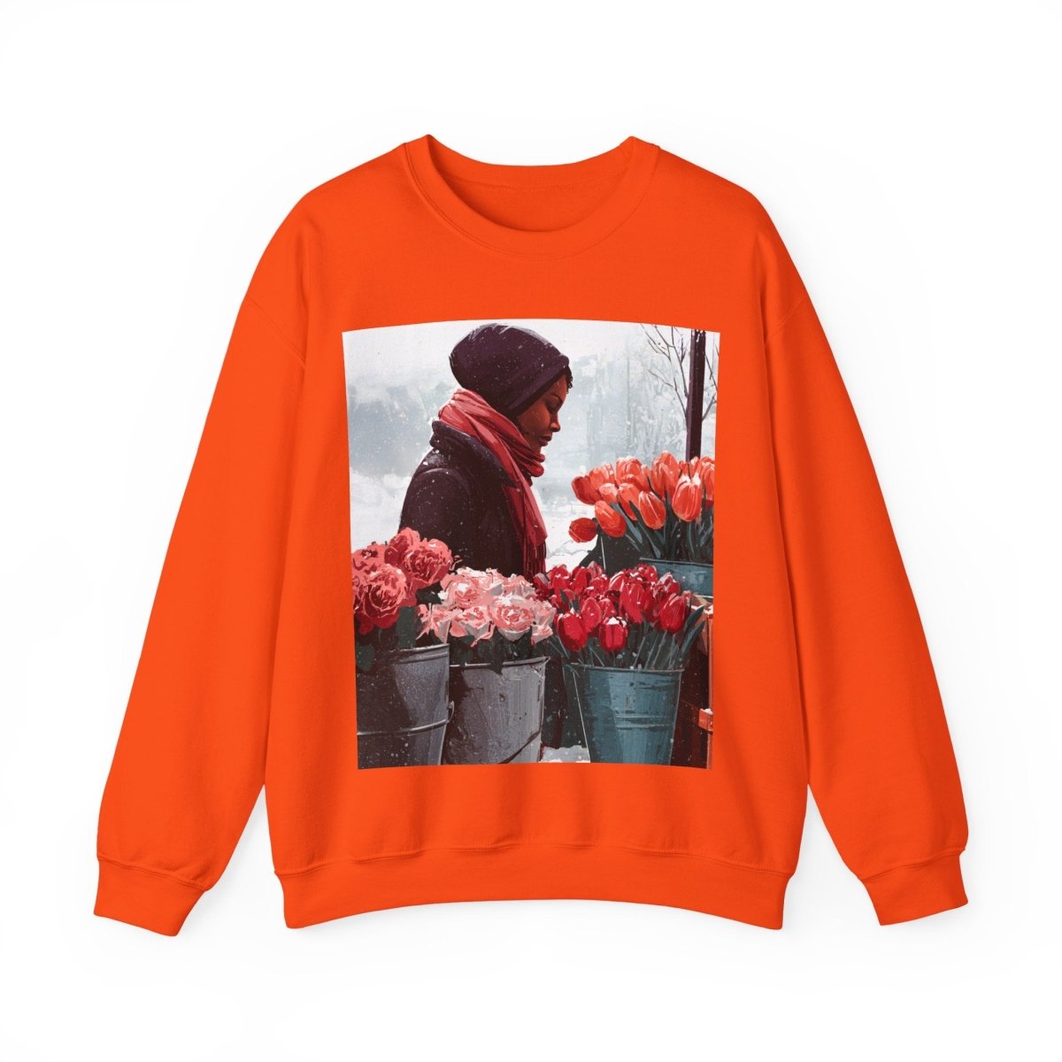 Winter Tulips Sweatshirt - Afrocentric Art by The Trini Gee