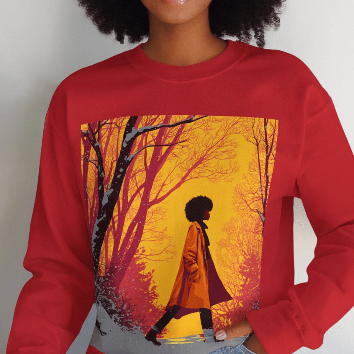 Winter Walk Sweatshirt - Afrocentric Art by The Trini Gee