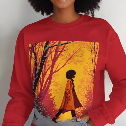 Winter Walk Sweatshirt - Afrocentric Art by The Trini Gee