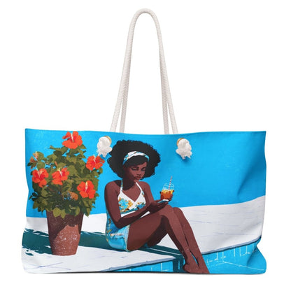 Woman by Pool Weekender Bag - Afrocentric Art by The Trini Gee