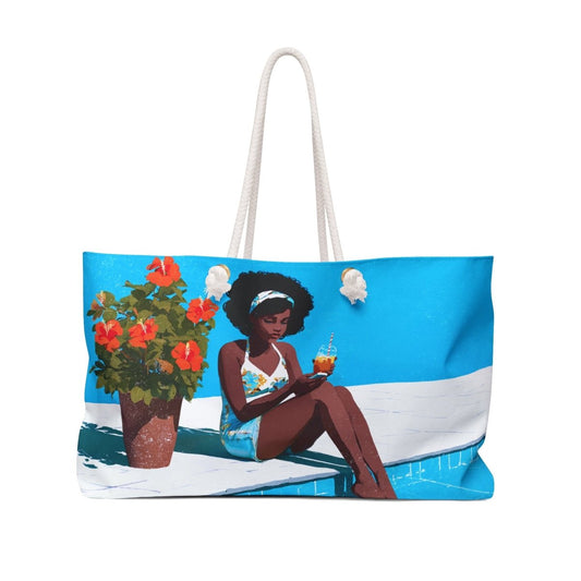 Woman by Pool Weekender Bag - Afrocentric Art by The Trini Gee