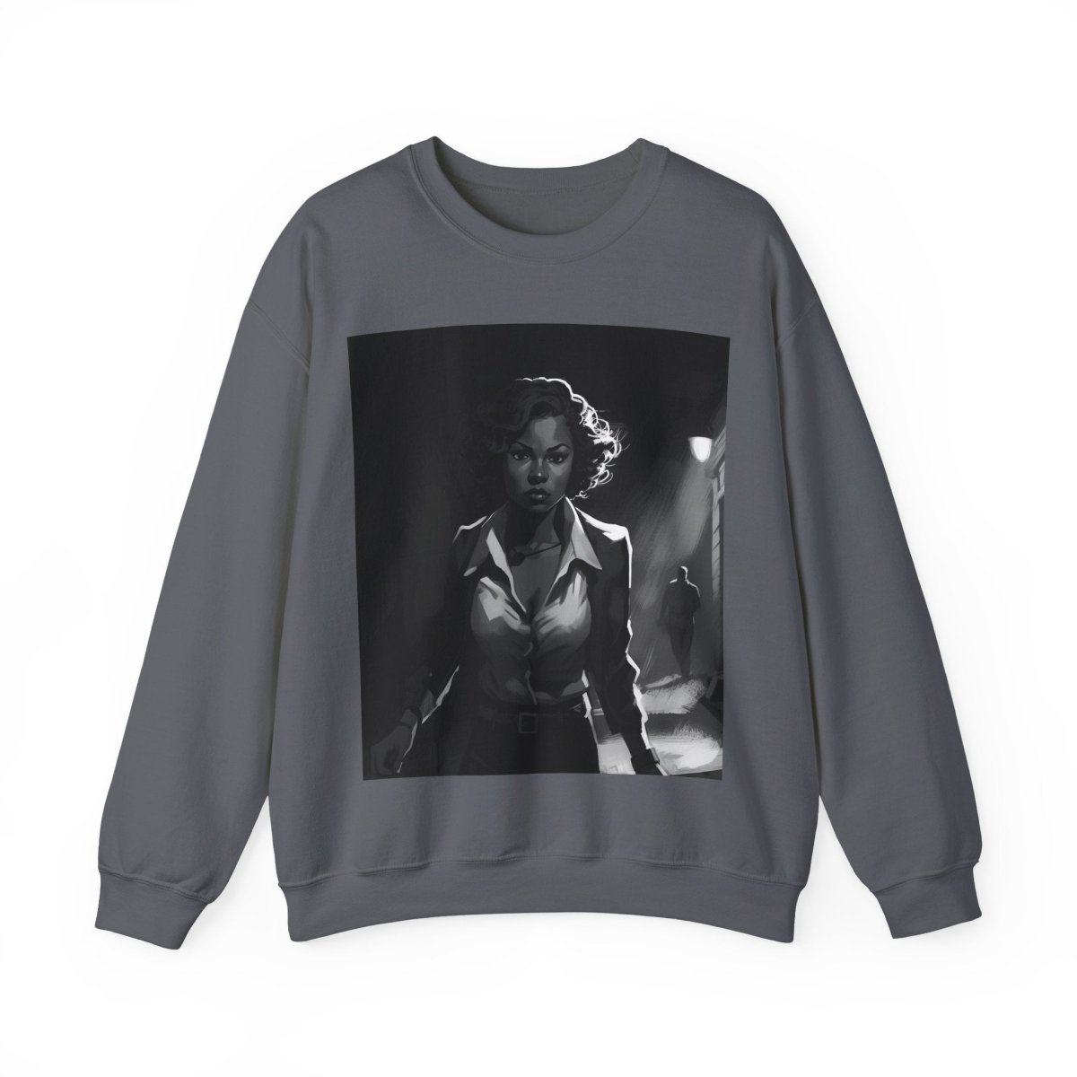 Woman in Dark Alley Sweatshirt - Afrocentric Art by The Trini Gee