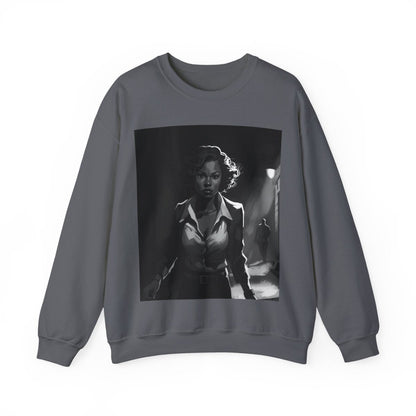 Woman in Dark Alley Sweatshirt - Afrocentric Art by The Trini Gee