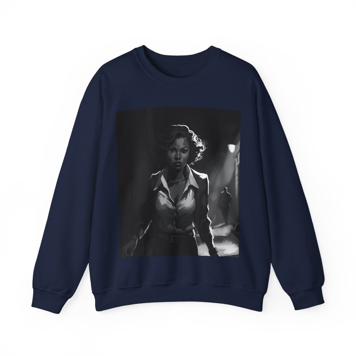 Woman in Dark Alley Sweatshirt - Afrocentric Art by The Trini Gee