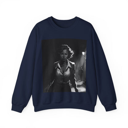 Woman in Dark Alley Sweatshirt - Afrocentric Art by The Trini Gee
