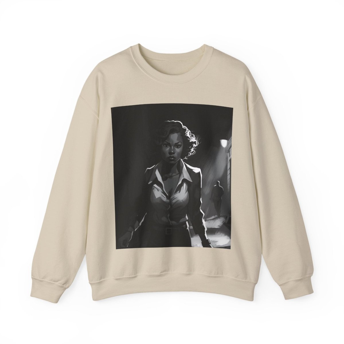 Woman in Dark Alley Sweatshirt - Afrocentric Art by The Trini Gee