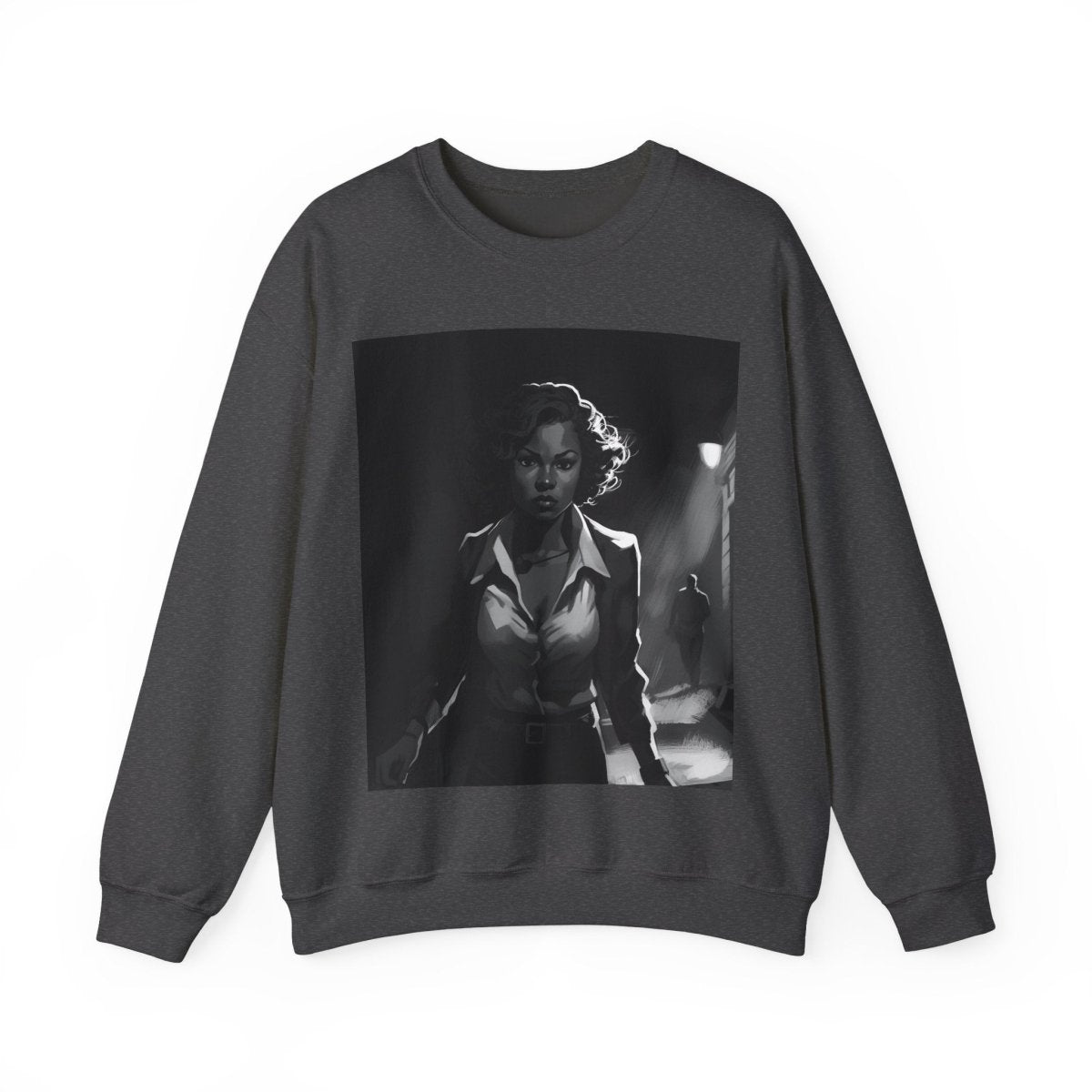 Woman in Dark Alley Sweatshirt - Afrocentric Art by The Trini Gee
