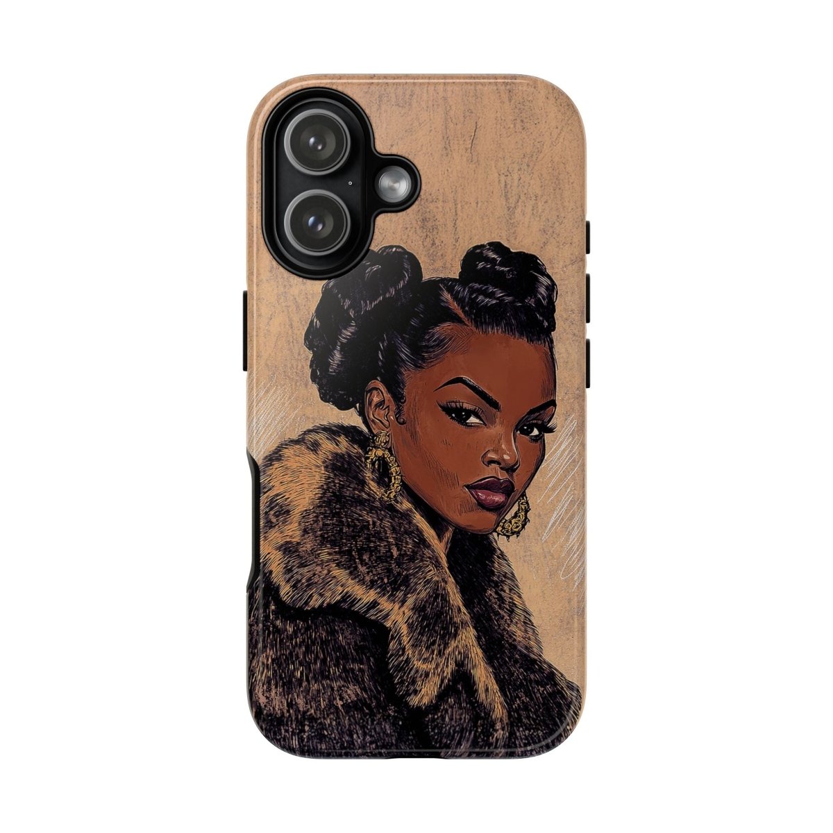 Woman in Fur Phone Case - Afrocentric Art by The Trini Gee