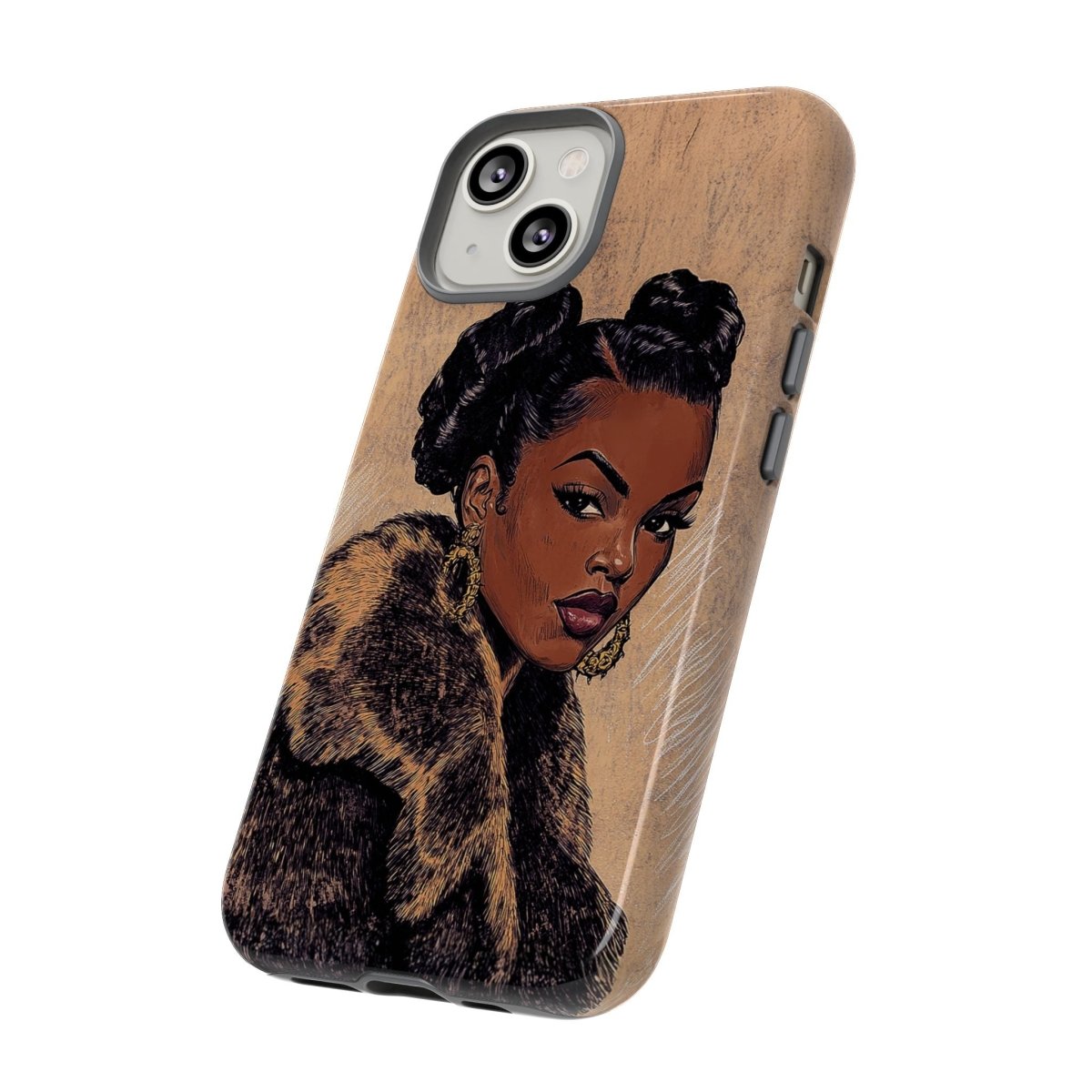 Woman in Fur Phone Case - Afrocentric Art by The Trini Gee