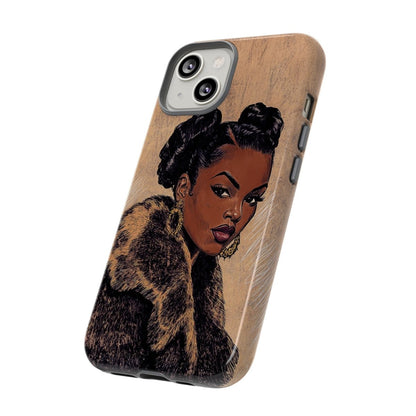 Woman in Fur Phone Case - Afrocentric Art by The Trini Gee