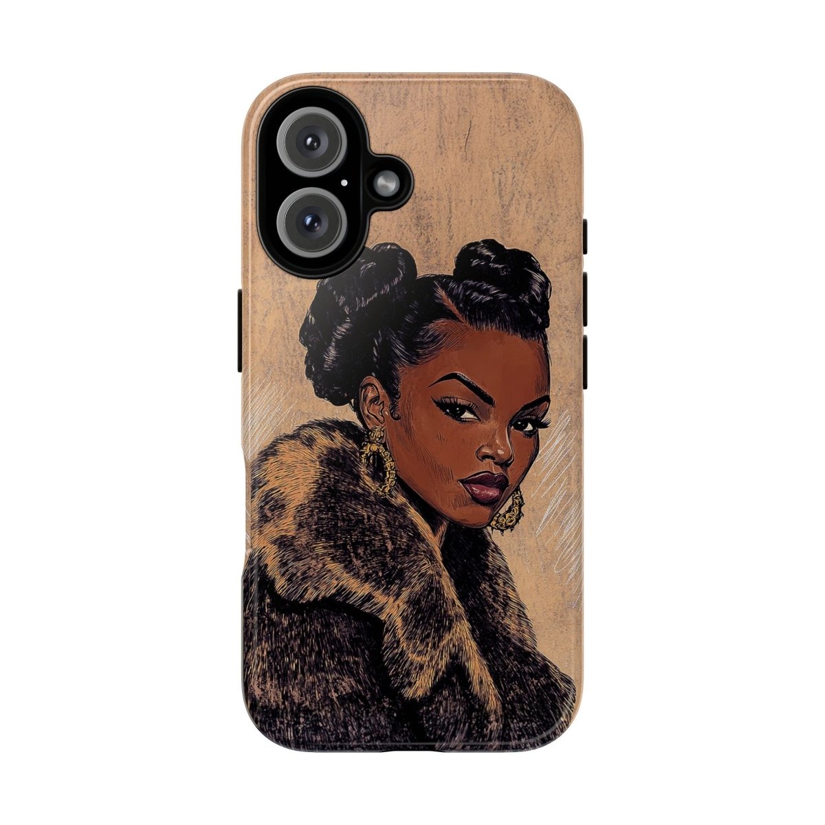 Woman in Fur Phone Case - Afrocentric Art by The Trini Gee