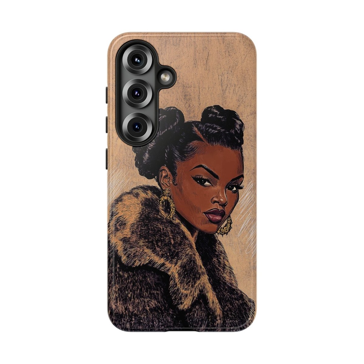 Woman in Fur Phone Case - Afrocentric Art by The Trini Gee