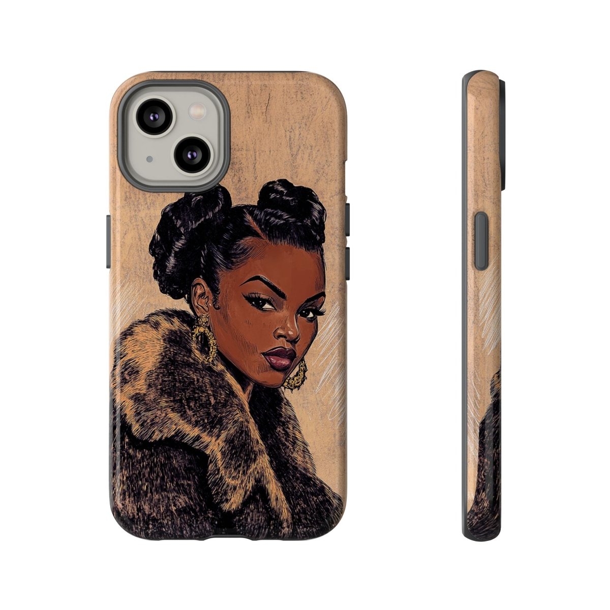 Woman in Fur Phone Case - Afrocentric Art by The Trini Gee