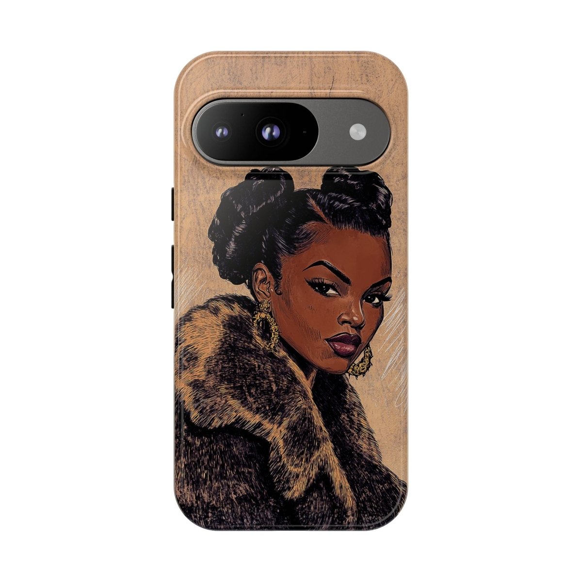 Woman in Fur Phone Case - Afrocentric Art by The Trini Gee