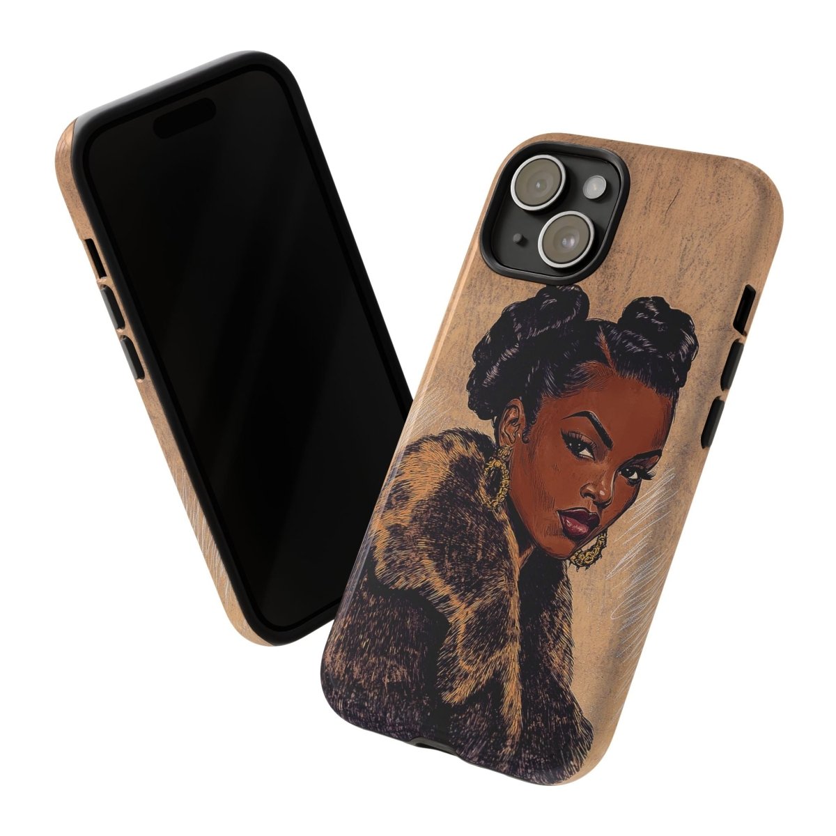 Woman in Fur Phone Case - Afrocentric Art by The Trini Gee