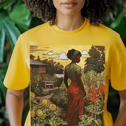 Woman in Garden Shirt - Afrocentric Art by The Trini Gee