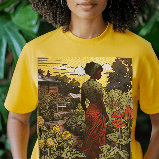 Woman in Garden Shirt - Afrocentric Art by The Trini Gee
