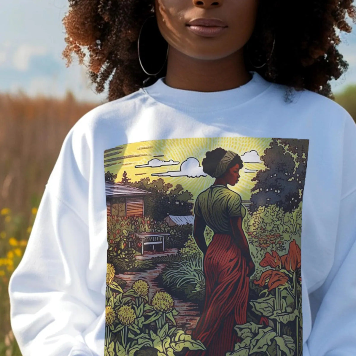 Woman in Garden Sweatshirt - The Trini Gee